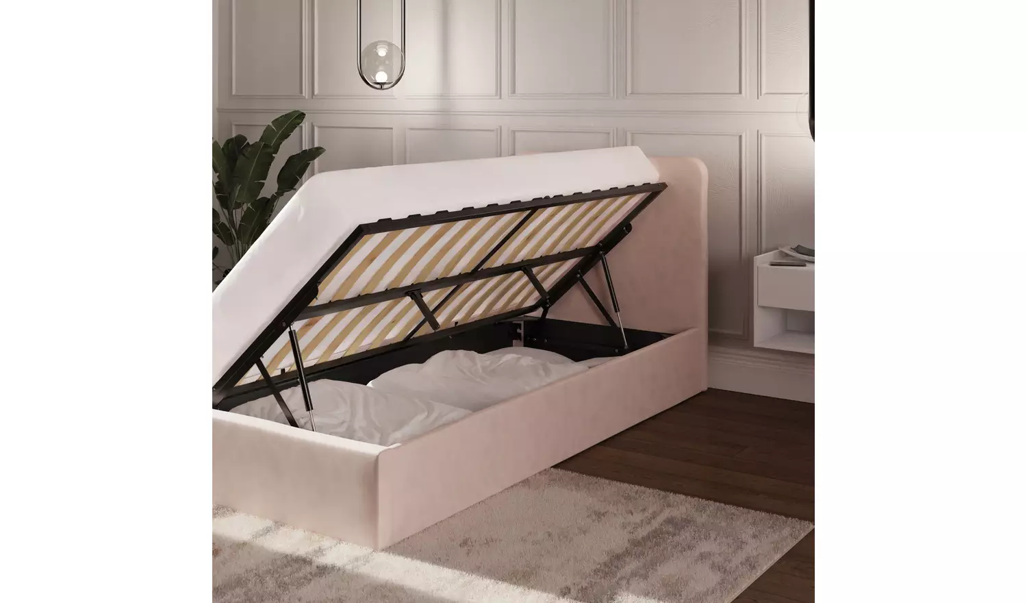 GFW Chiswick Single Side Lift Ottoman Bed - Pink