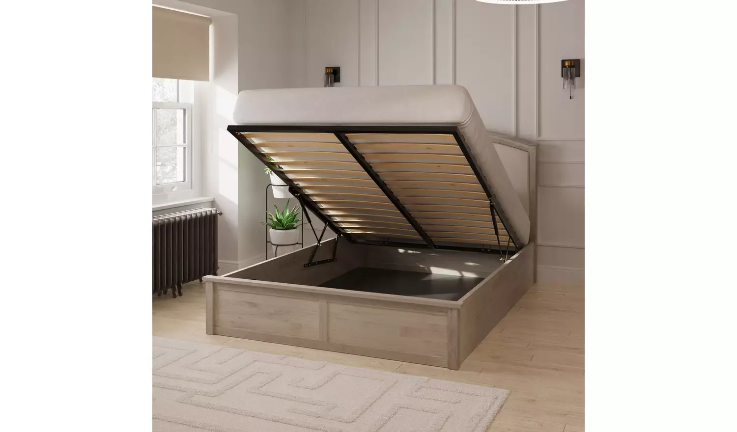 GFW Madrid Kingsize End lift Ottoman Bed - Natural