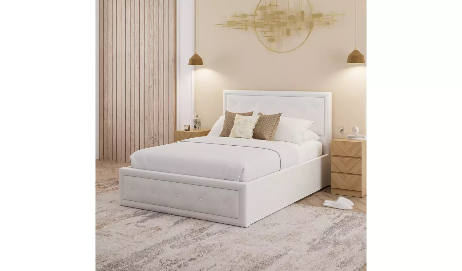 GFW Hollywood Ottoman Kingsize Bed Frame - White