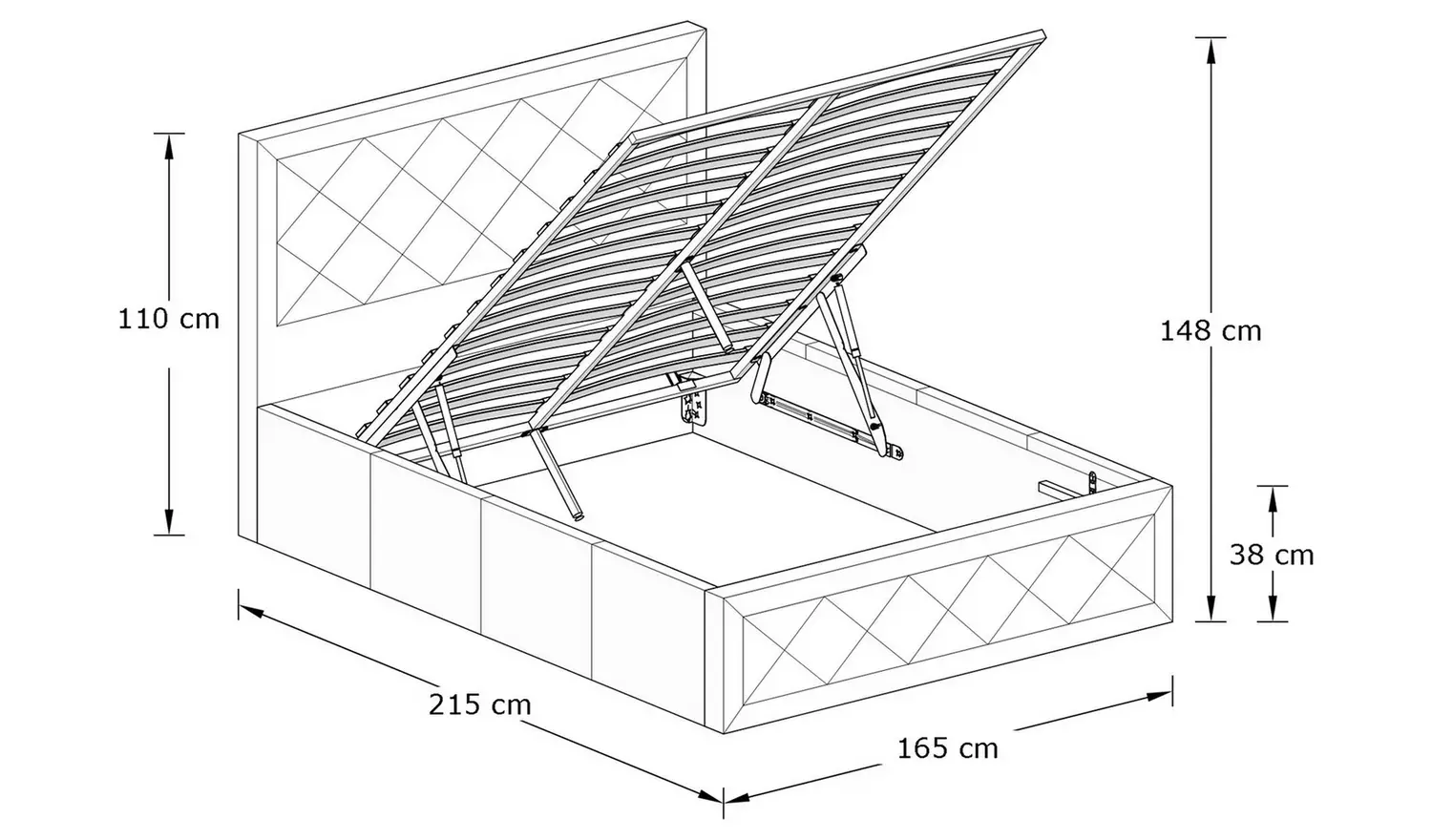 GFW Hollywood Ottoman Kingsize Bed Frame - Black