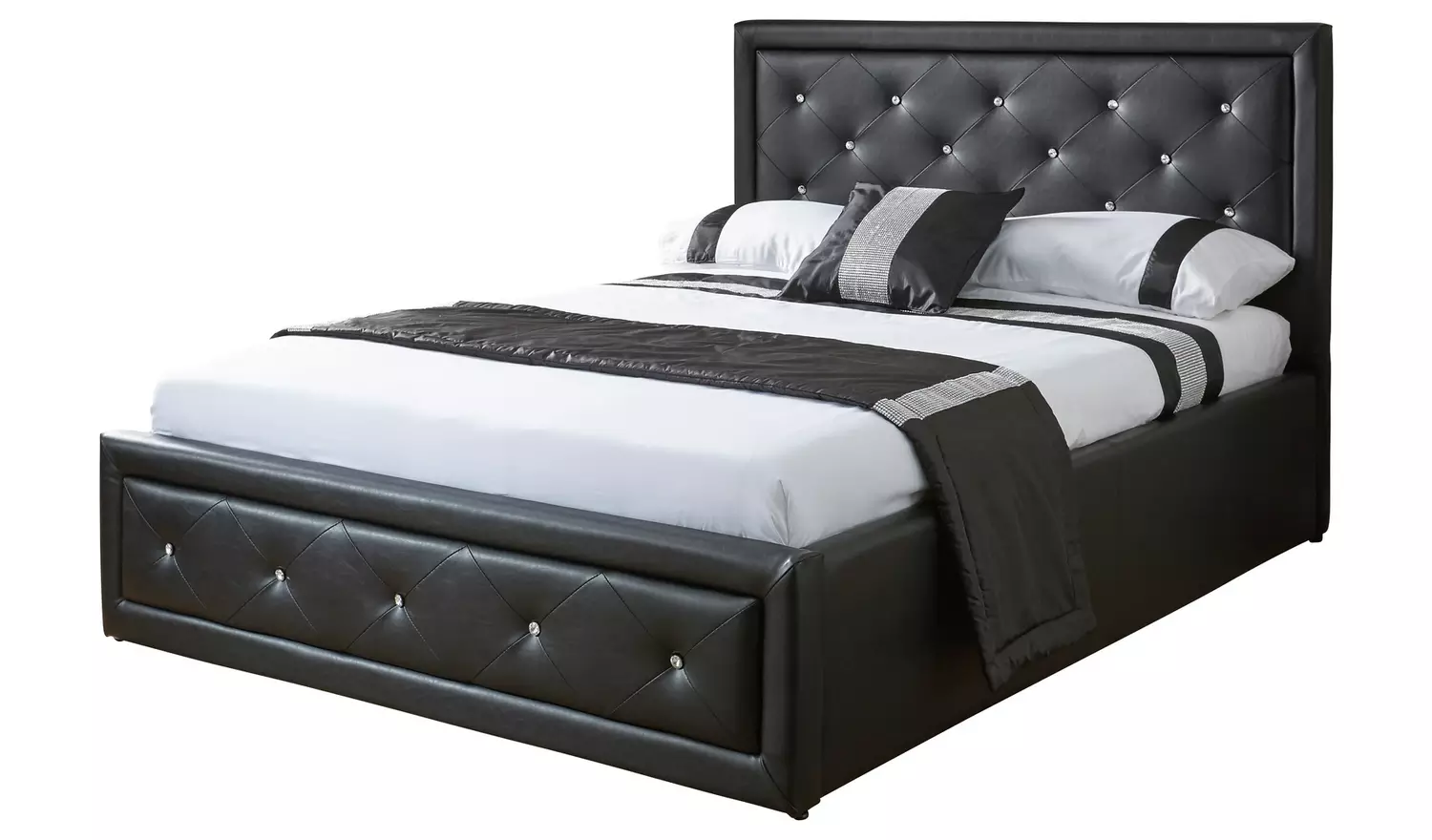 GFW Hollywood Ottoman Double Bed Frame - Black
