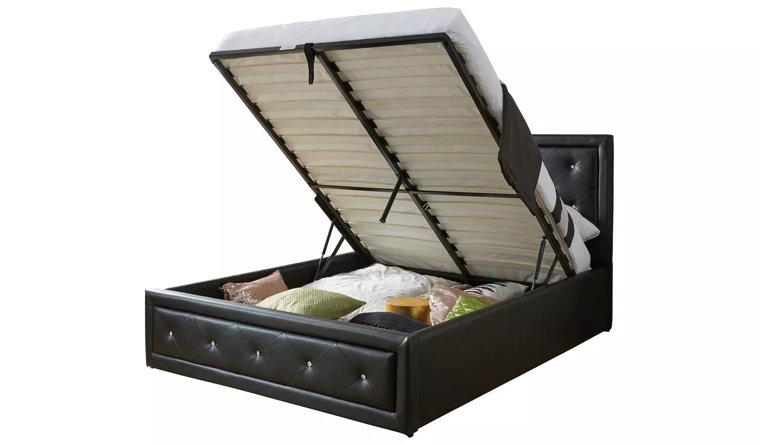 GFW Hollywood Ottoman Double Bed Frame - Black