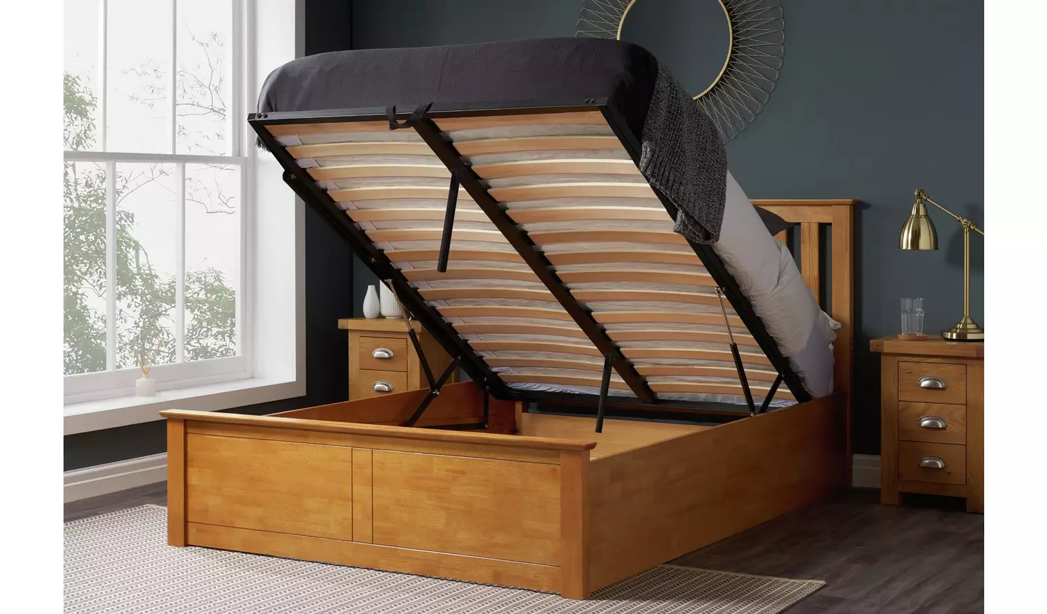 Birlea Phoenix Small Double End Lift Ottoman Bed - Oak