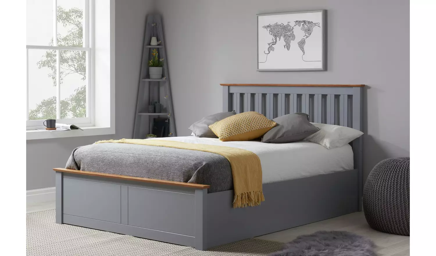 Birlea Phoenix Kingsize End Lift Ottoman Bed - Stone Grey