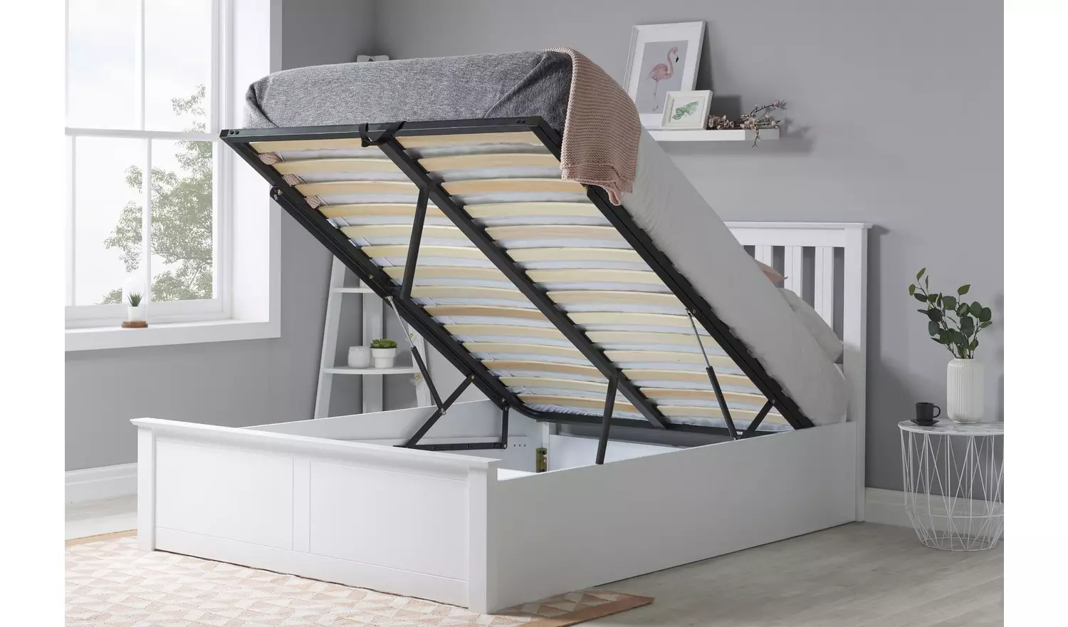 Birlea Phoenix Kingsize End Lift Ottoman Bed - White