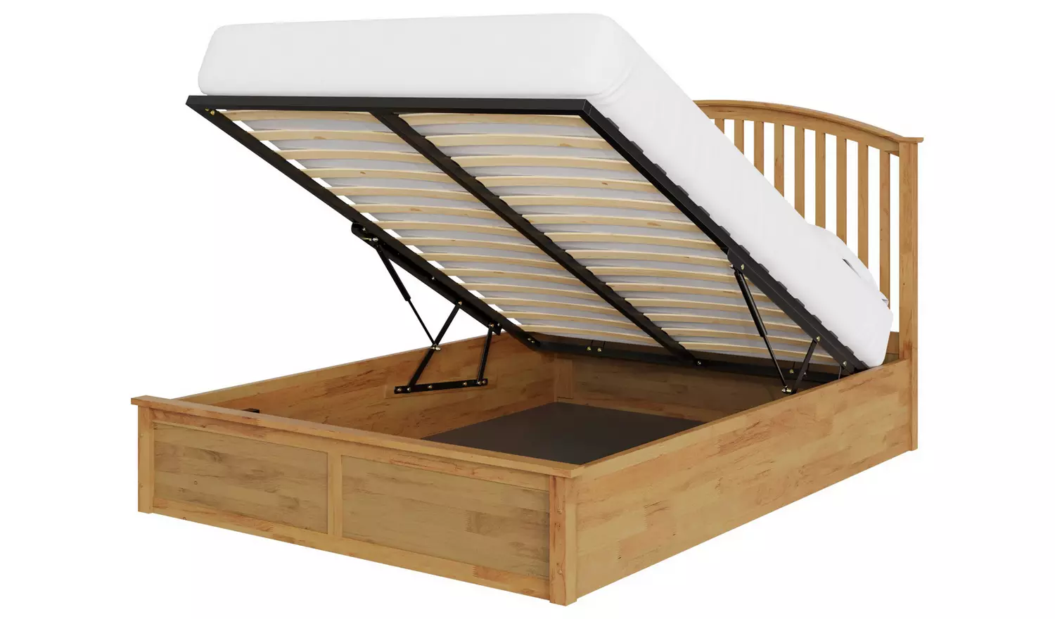 GFW Madrid Ottoman Double Wooden Bed Frame - Oak Effect