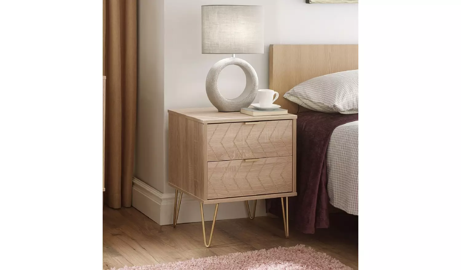 Livara Tivoli 2 Drawer Bedside Table - Oak