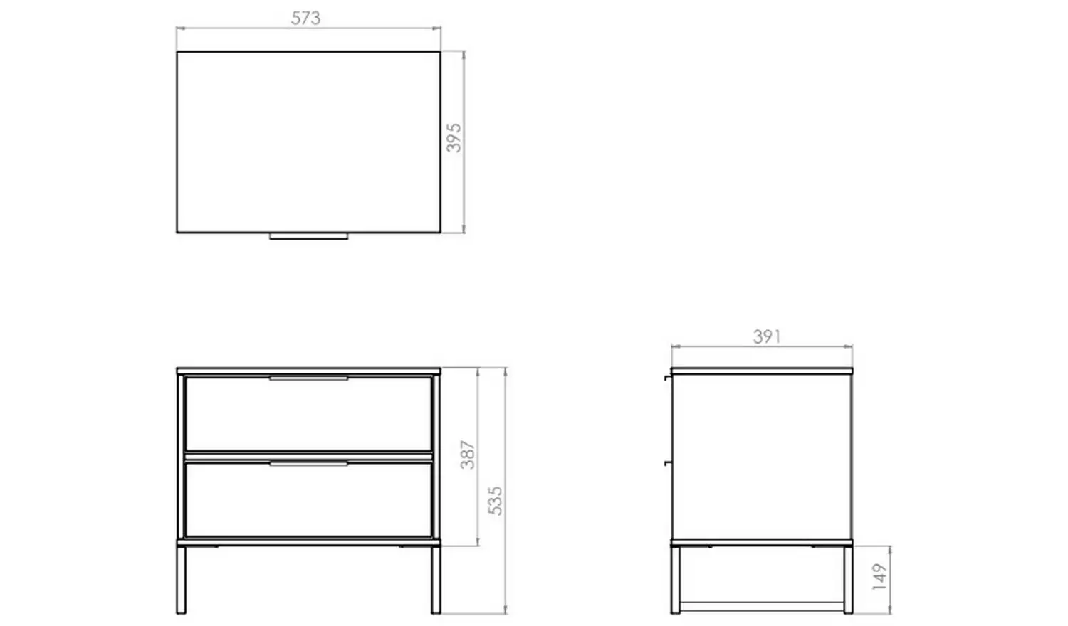 Livara Messina 2 Drawer Bedside Table - Black
