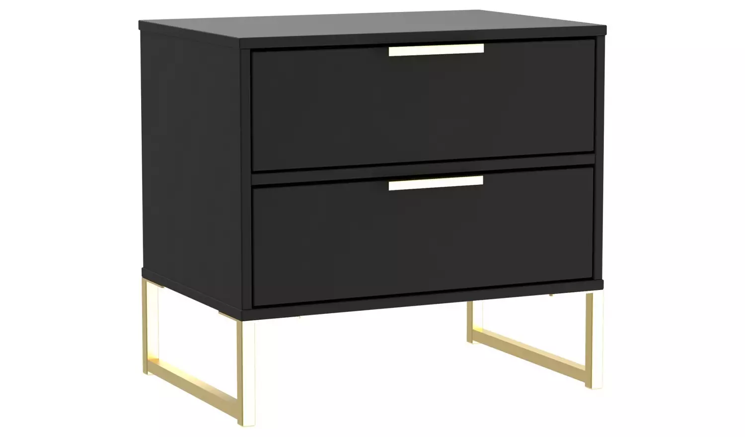 Livara Messina 2 Drawer Bedside Table - Black
