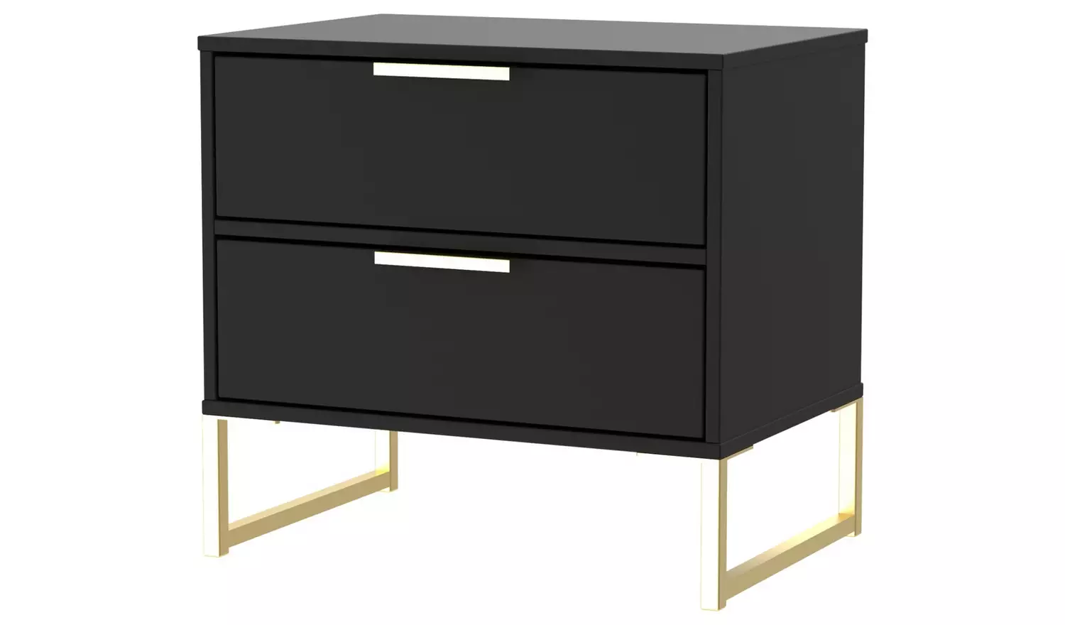 Livara Messina 2 Drawer Bedside Table - Black