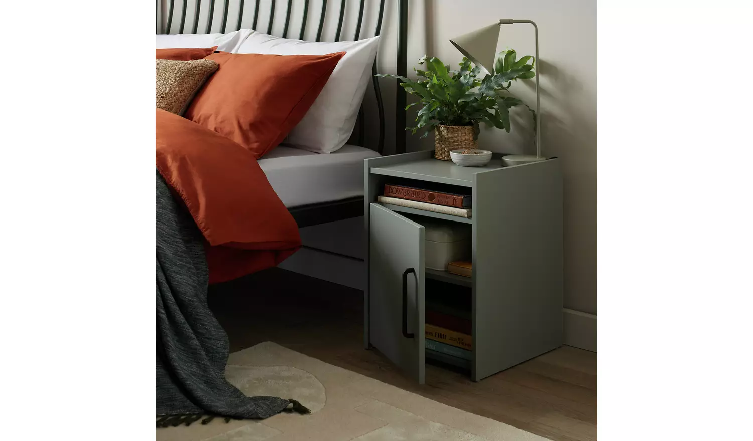 Habitat Oldham 1 Door Bedside Table - Green
