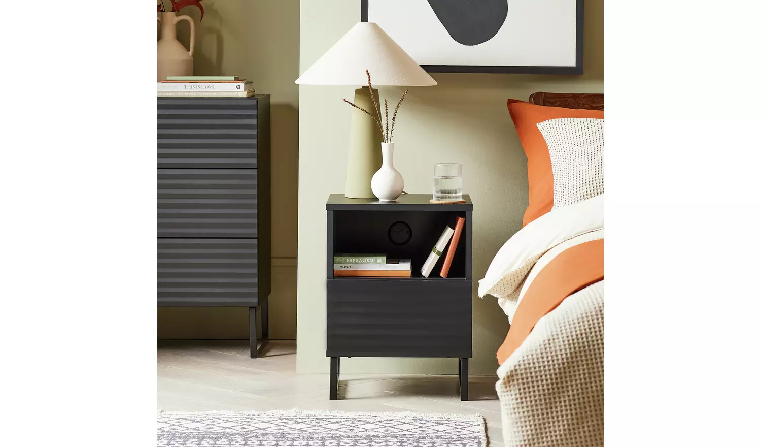 Habitat Cairo 1 Drawer Bedside Table - Black