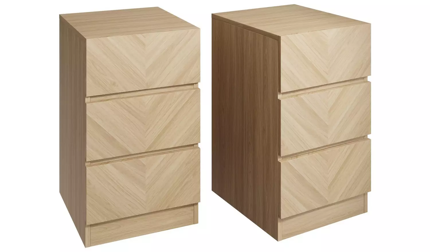 GFW Catania 3 Drawers Set of 2 Bedside Table - Oak