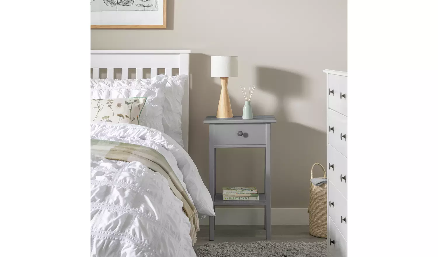 Habitat Minato 1 Drawer Bedside Table - Grey