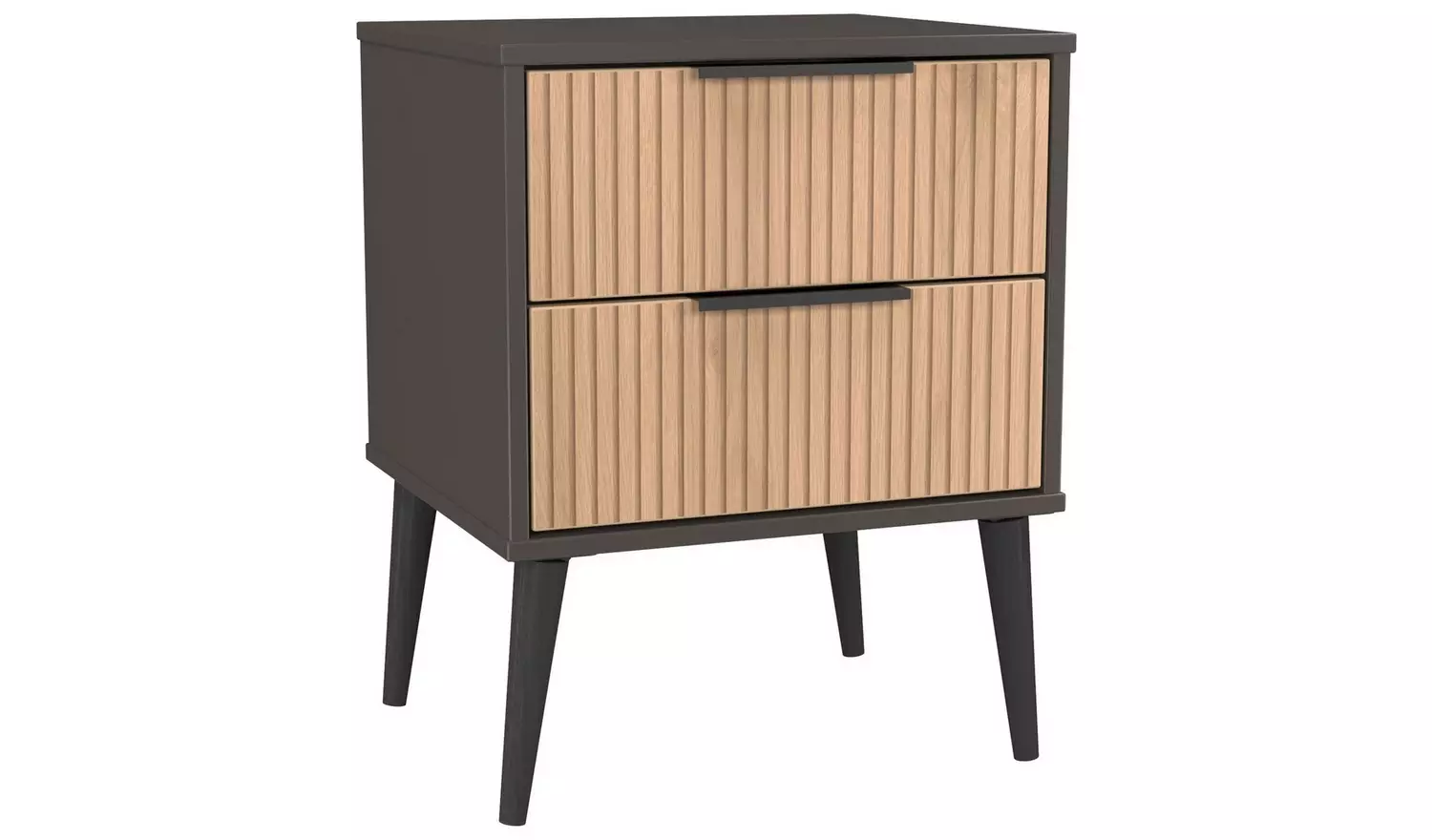 Livara Bergen 2 Drawer Bedside Table - Grey & Oak