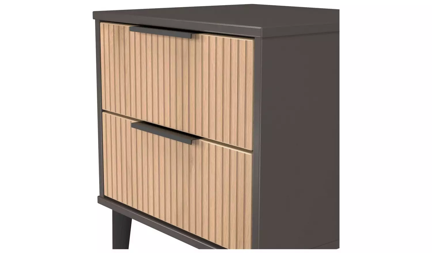 Livara Bergen 2 Drawer Bedside Table - Grey & Oak