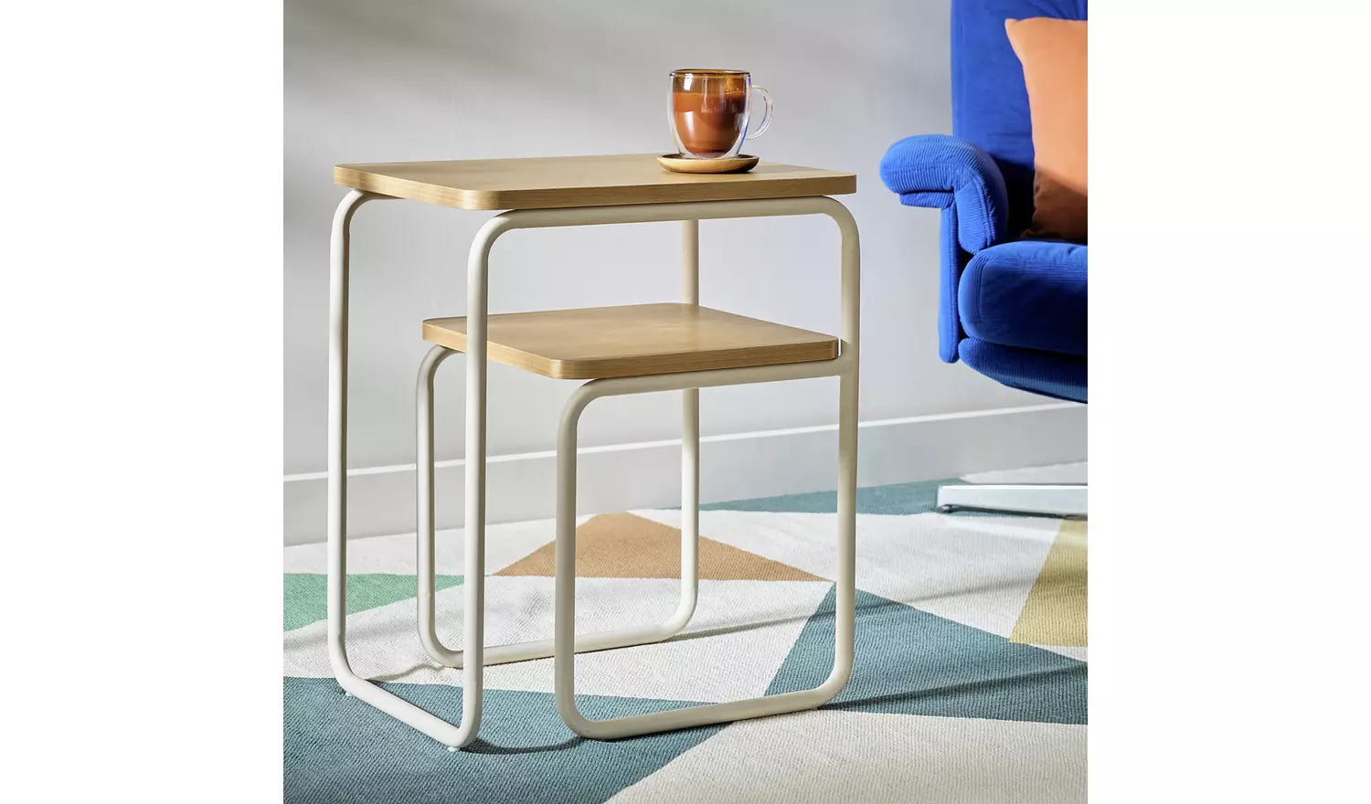 Habitat Leigh Metal Bedside Table - White