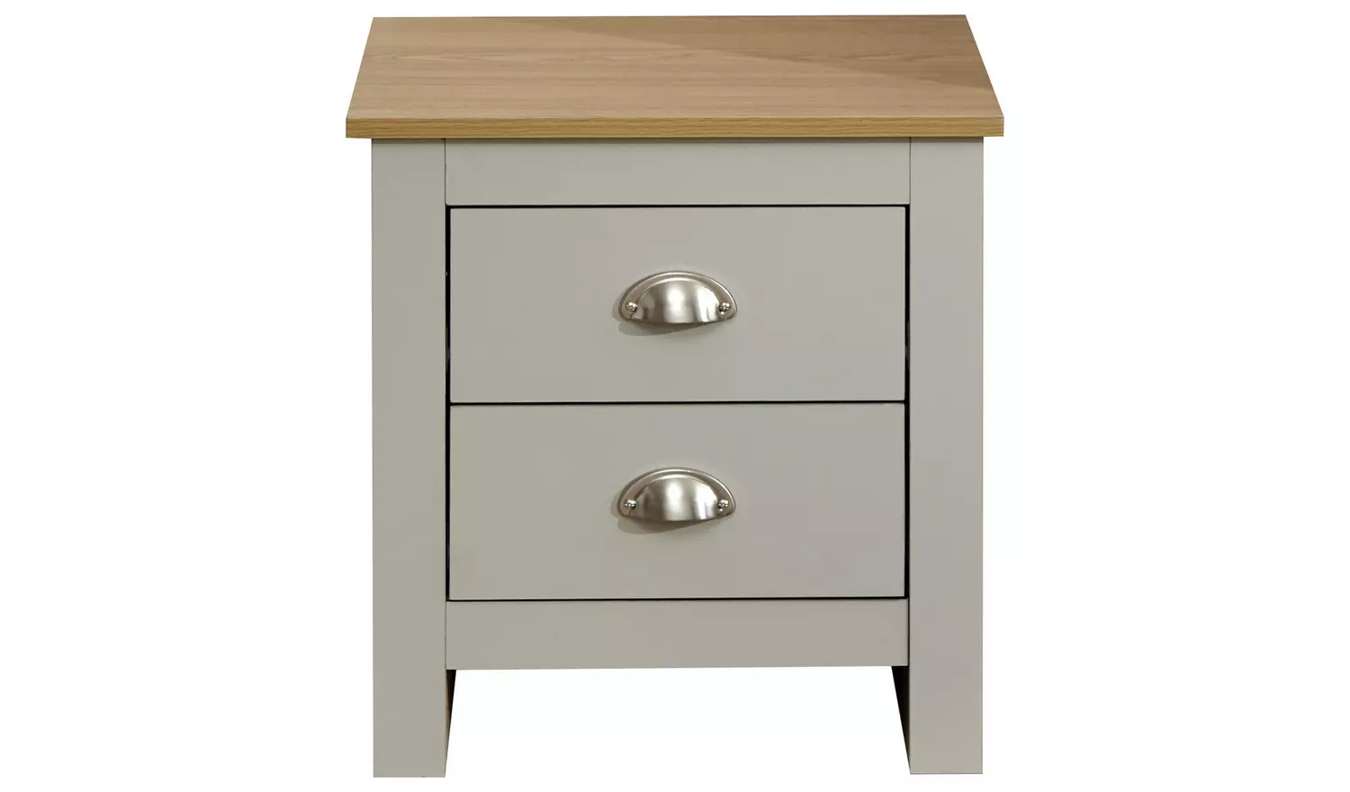 GFW Lancaster 2 Drawer Bedside Table - Grey Oak