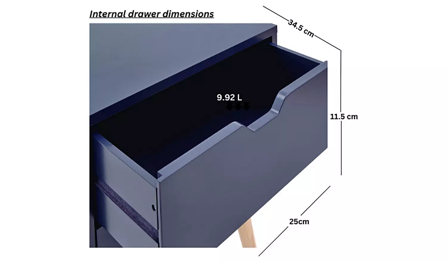 GFW Nyborg 2 Drawer Bedside Table - Blue