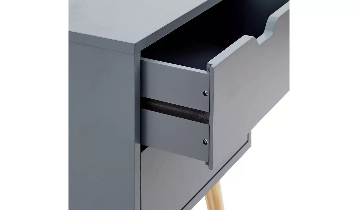 GFW Nyborg 2 Drawer Bedside Table - Dark Grey