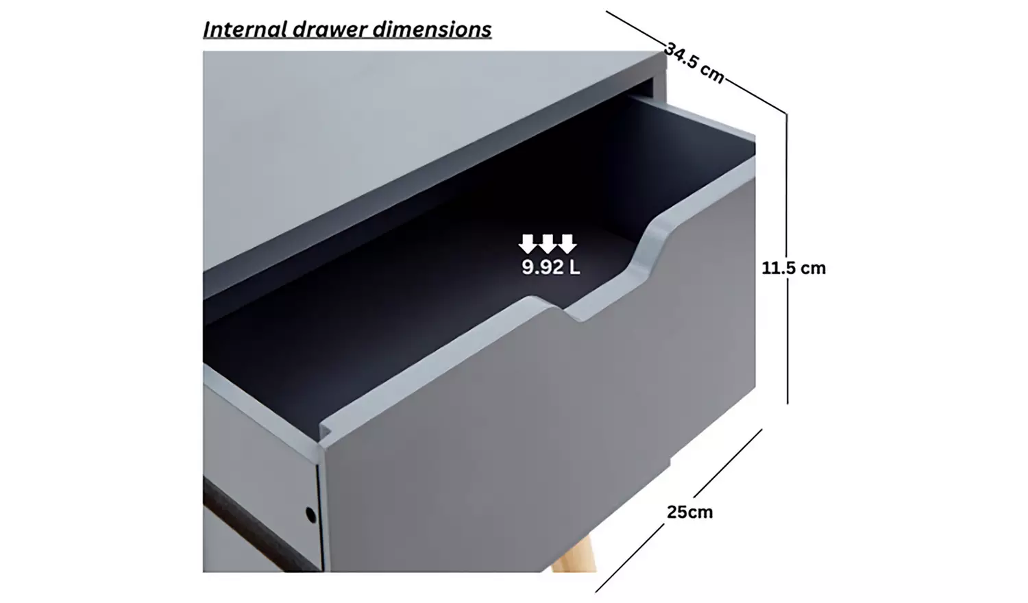 GFW Nyborg 2 Drawer Bedside Table - Dark Grey