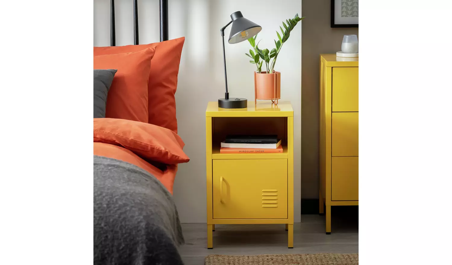 Habitat Stevie 1 Door Bedside Table - Mustard