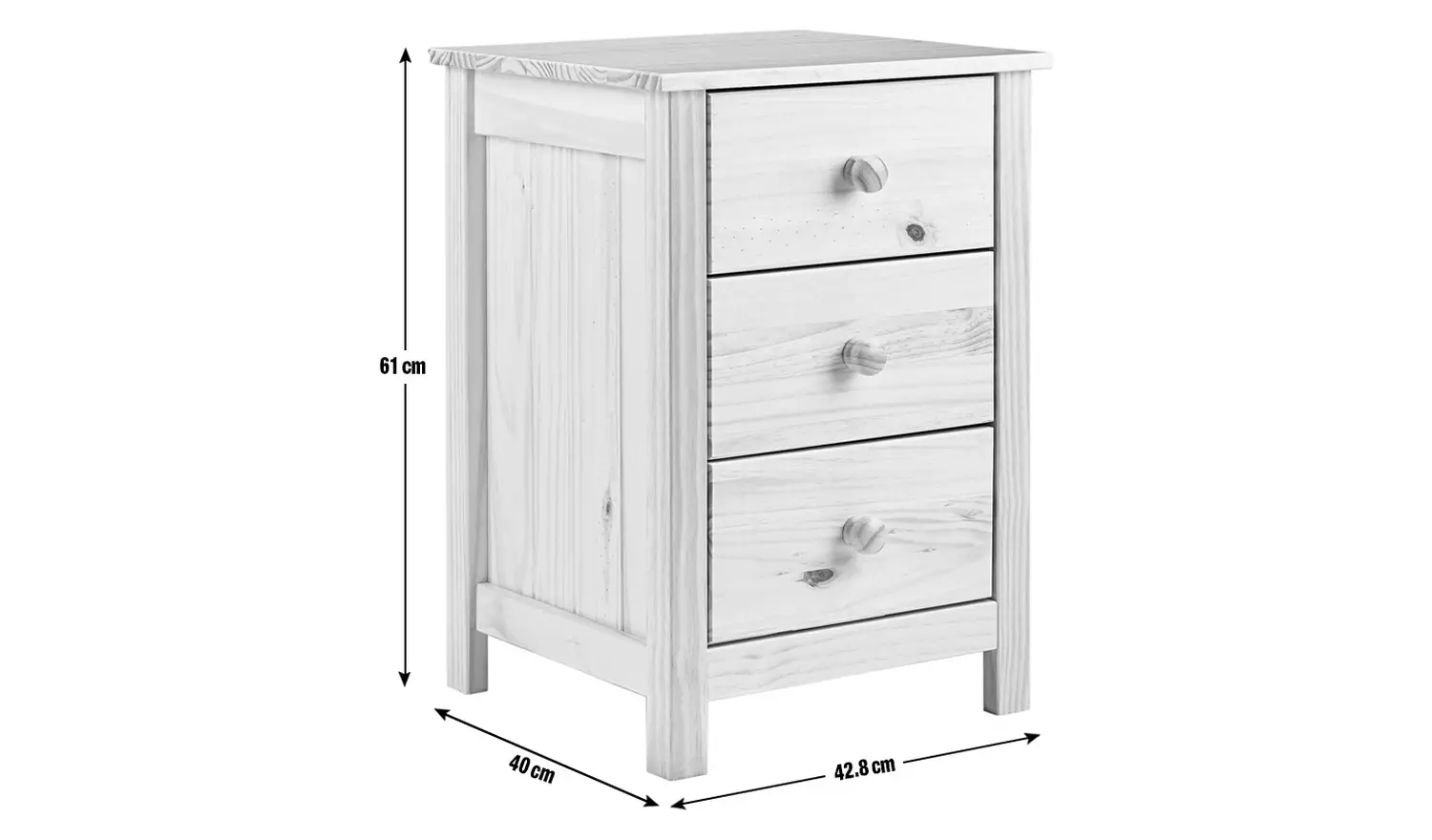 Argos Home Scandinavia 3 Drawer Bedside Table - White