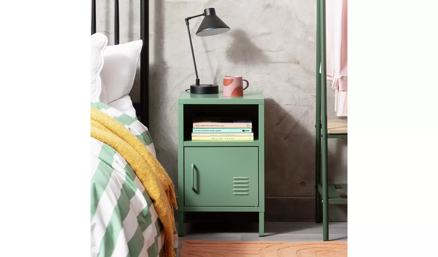 Habitat Stevie 1 Door Bedside Table - Green