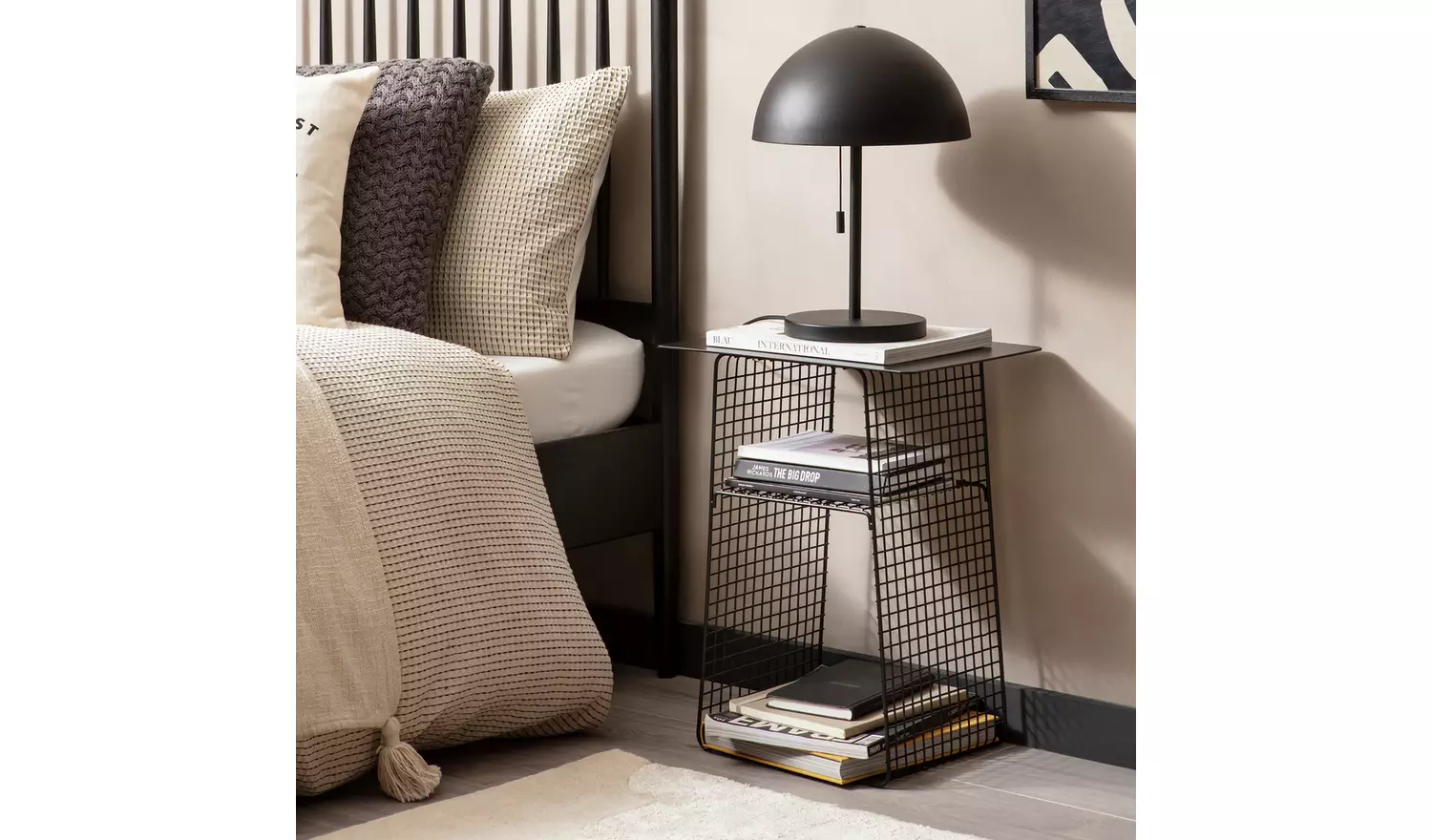 Habitat Cal Metal Bedside Table - Black