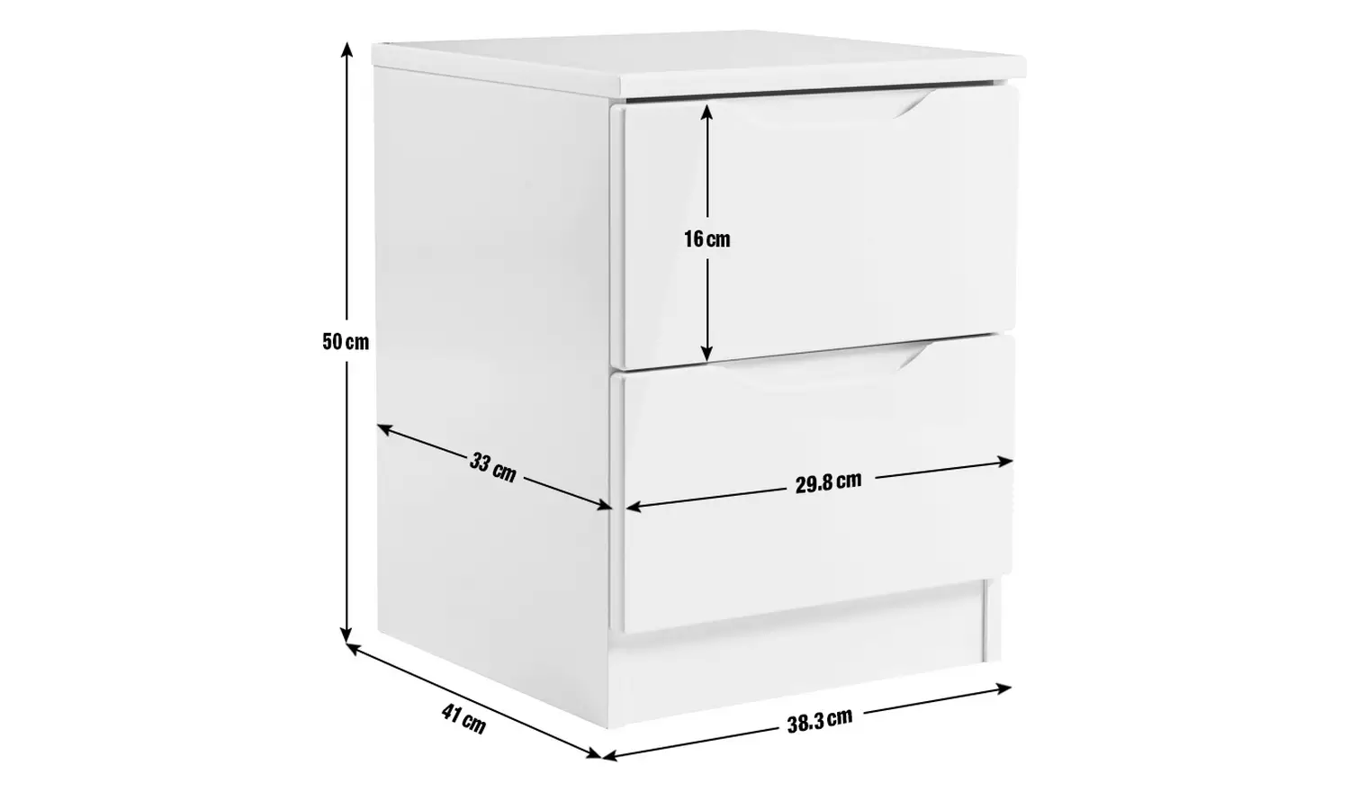 Legato 2 Drawer Bedside Table - Grey Gloss