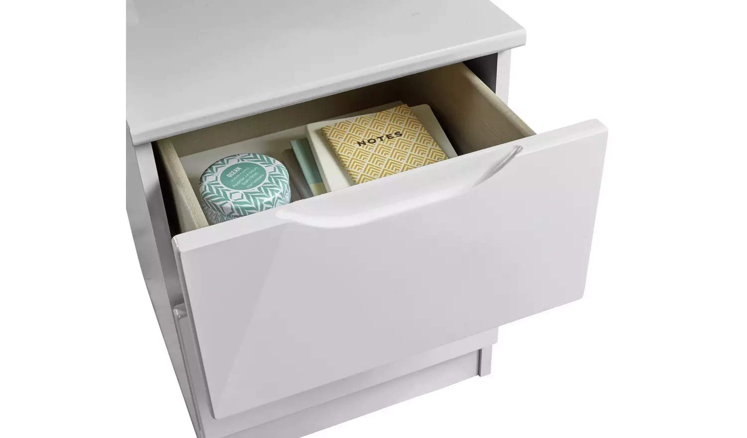 Legato 2 Drawer Bedside Table - Grey Gloss