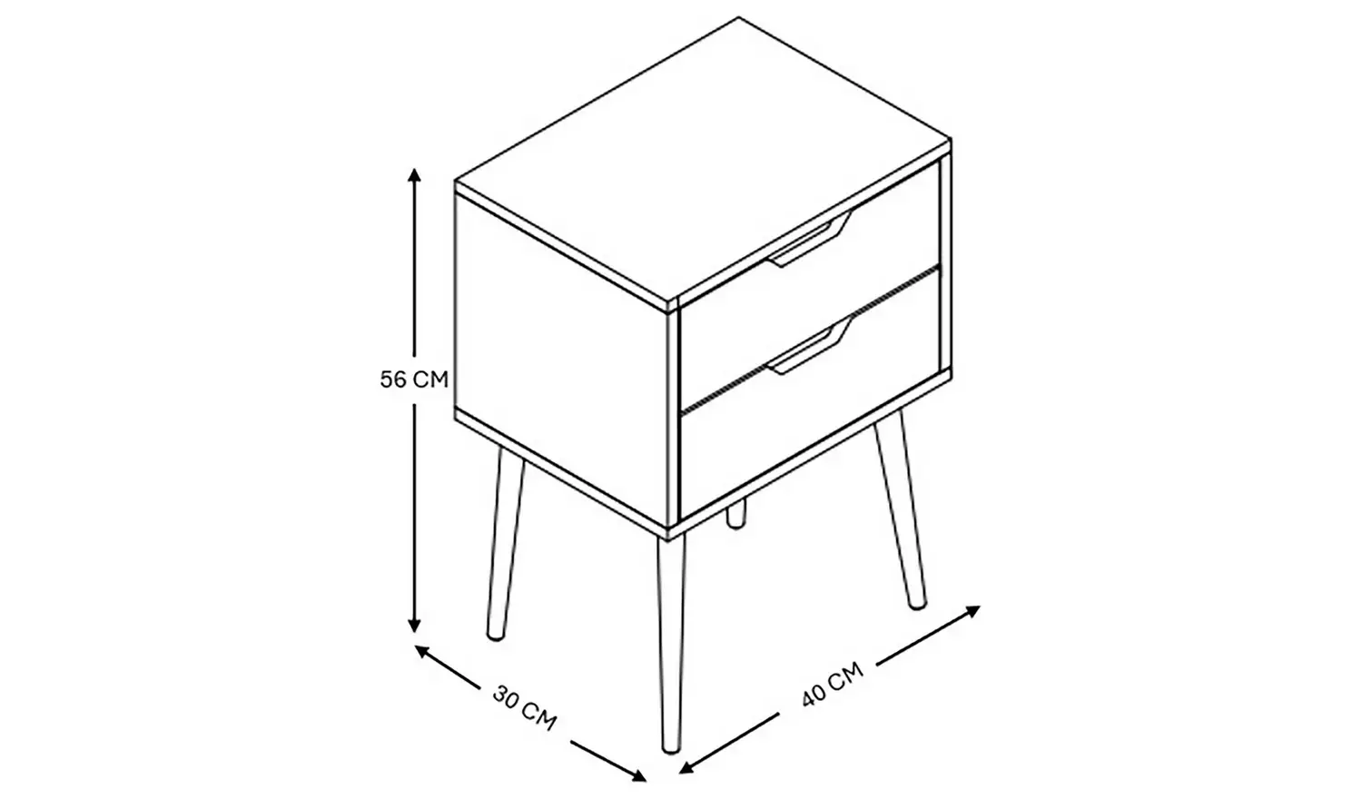 GFW Nyborg 2 Drawer Set of 2 Bedside Table - White