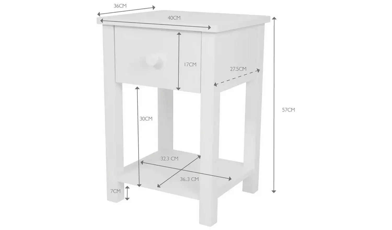 Great Little Trading Company Lulworth Bedside Table - White