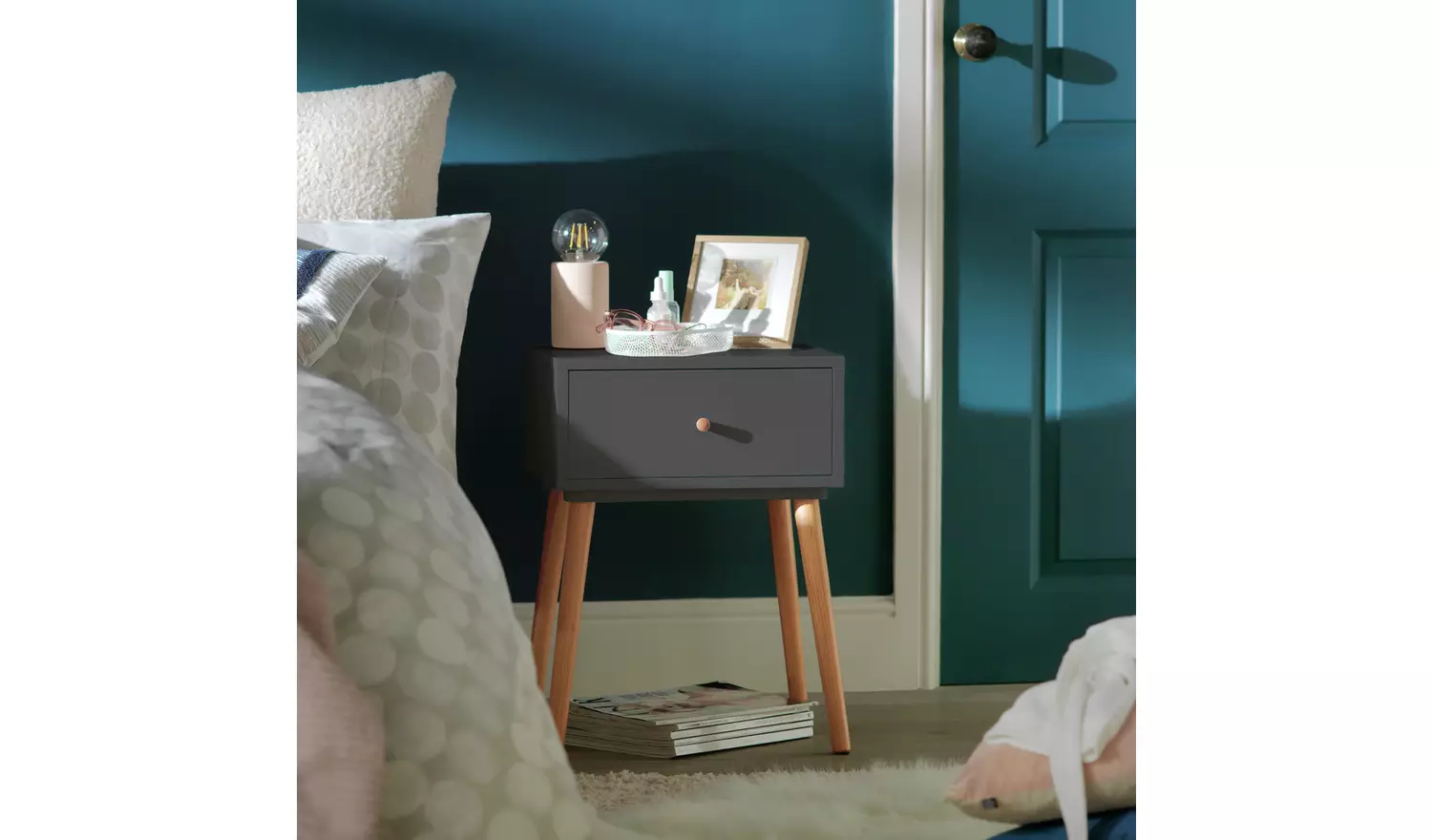 Habitat Otto 1 Drawer Bedside Table - Grey