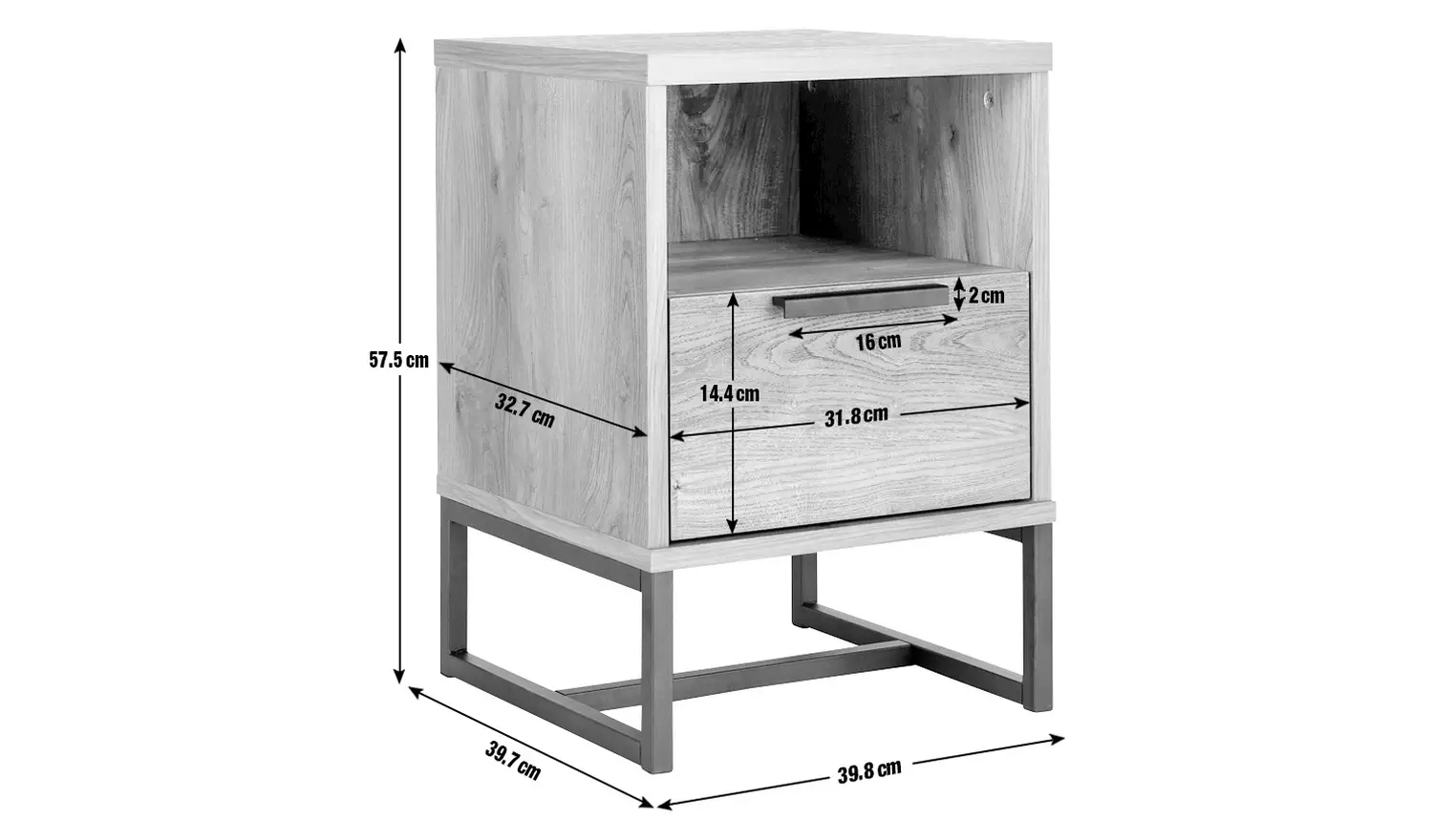 Habitat Nomad 1 Drawer Bedside Table - Oak Effect
