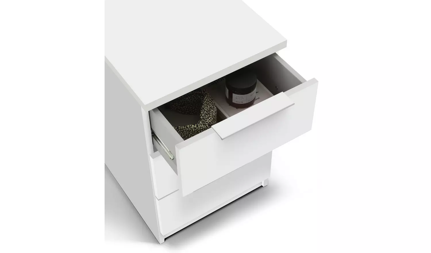 Argos Home Hallingford 3 Drawer Bedside Table - White Gloss
