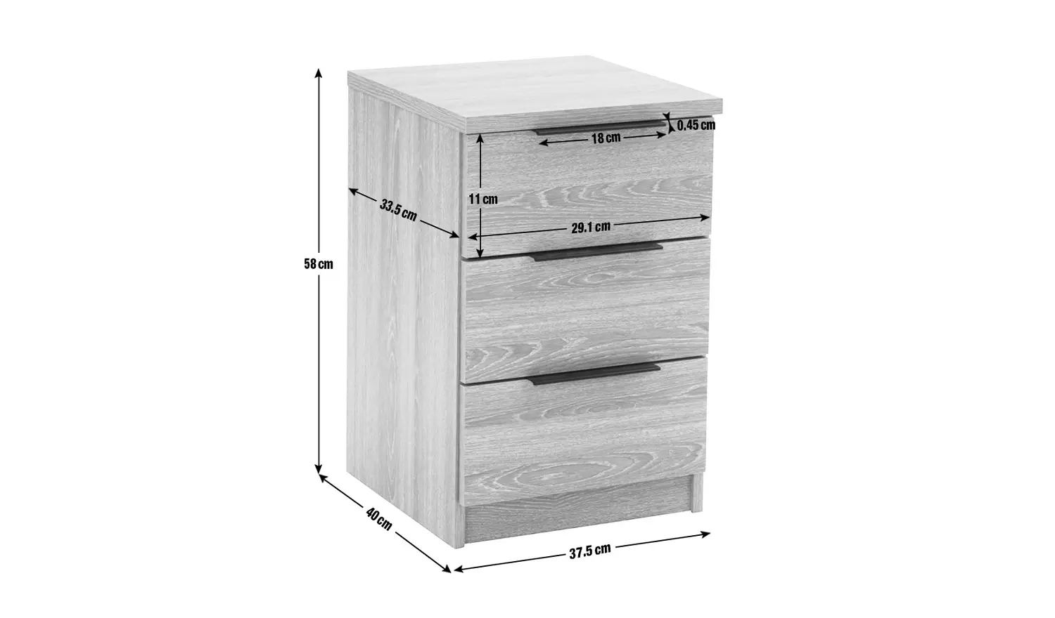Argos Home Hallingford 3 Drawer Bedside Table - White Gloss