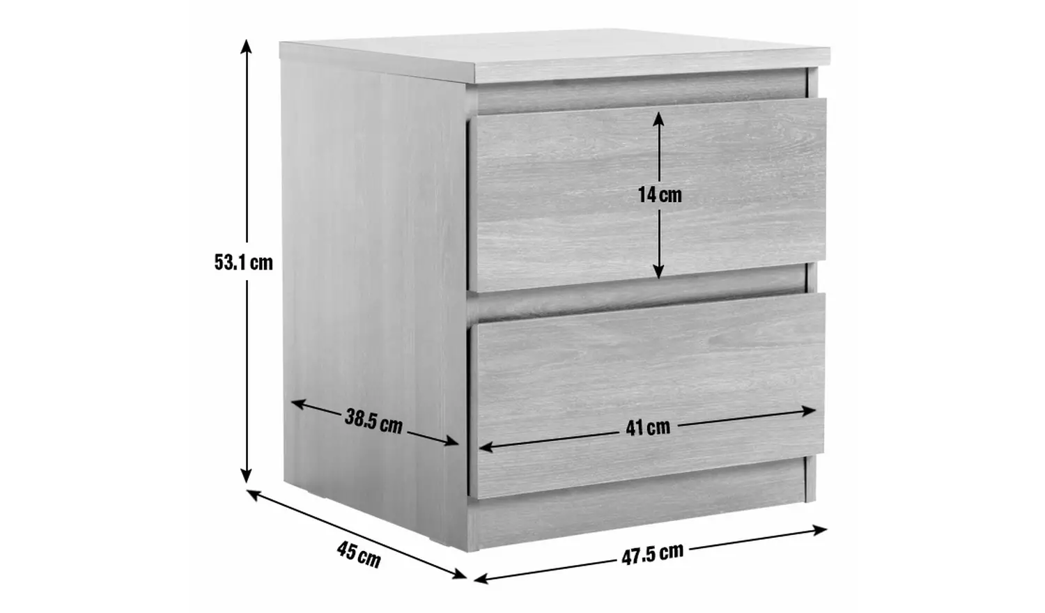 Argos Home Jenson 2 Drawer Bedside Table - Oak Effect