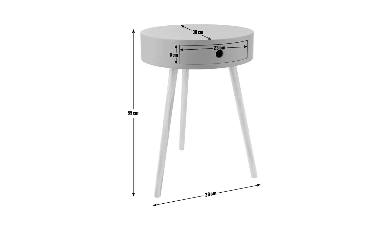 Habitat Otto 1 Drawer Round Bedside Table - White