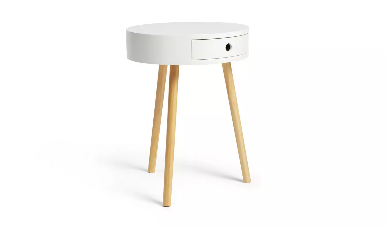 Habitat Otto 1 Drawer Round Bedside Table - White