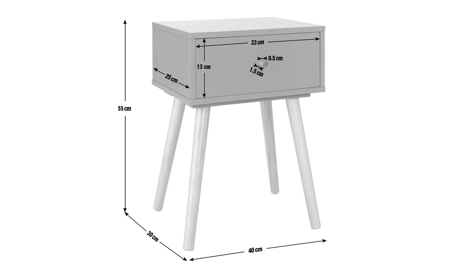 Habitat Otto 1 Drawer Bedside Table - Pink