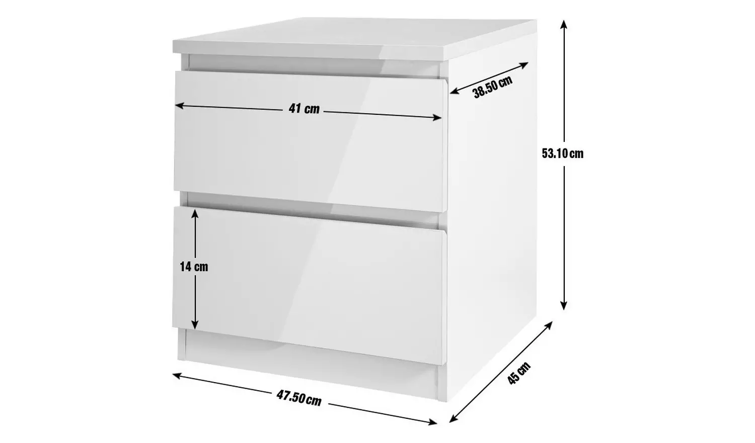 Argos Home Jenson Set of 2 Drawer Bedside Table - Grey Gloss