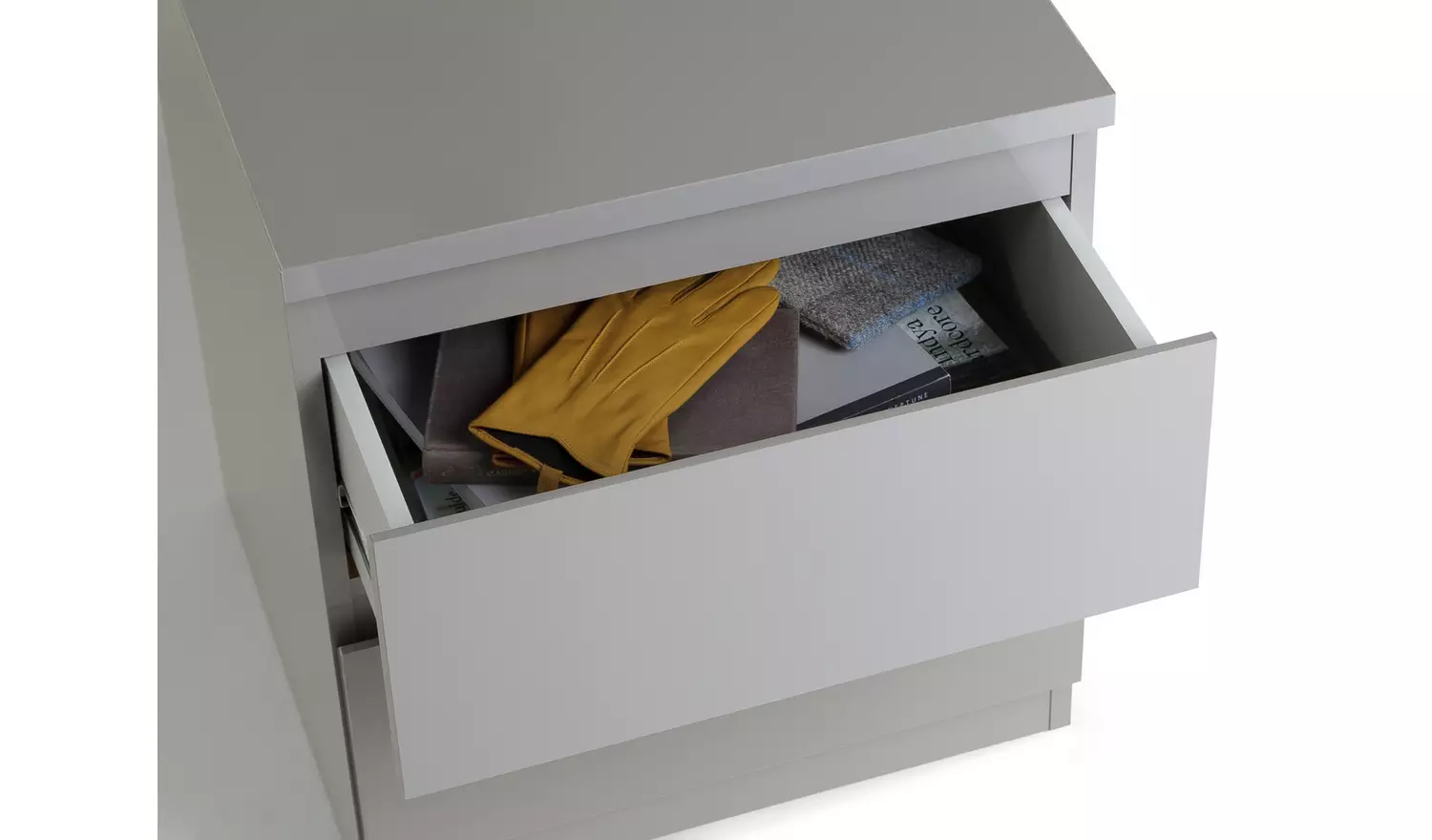 Argos Home Jenson Set of 2 Drawer Bedside Table - Grey Gloss