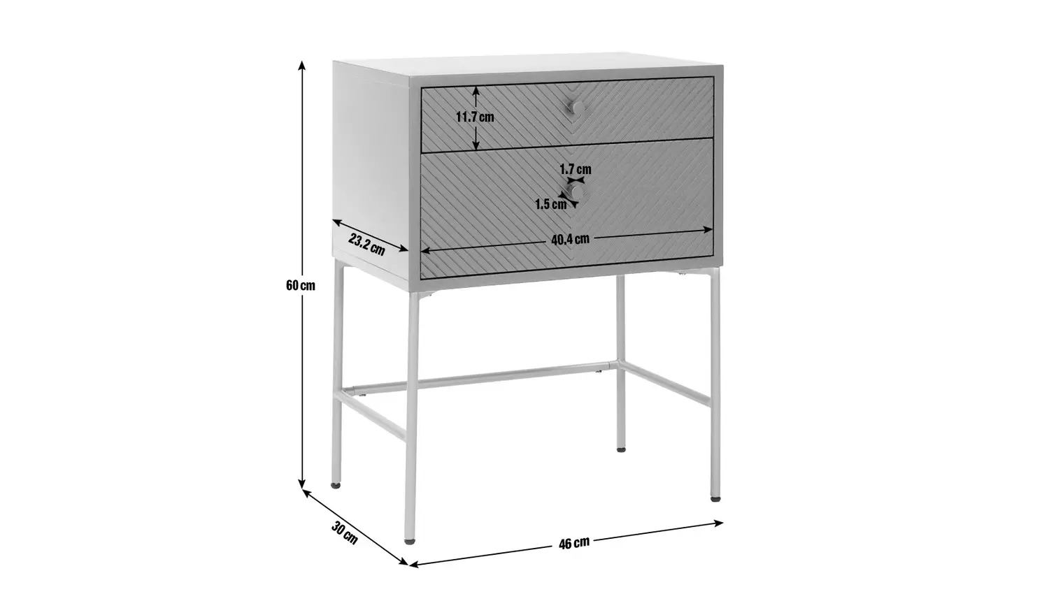 Habitat Barcelona 2 Drawer Bedside Table - Charcoal