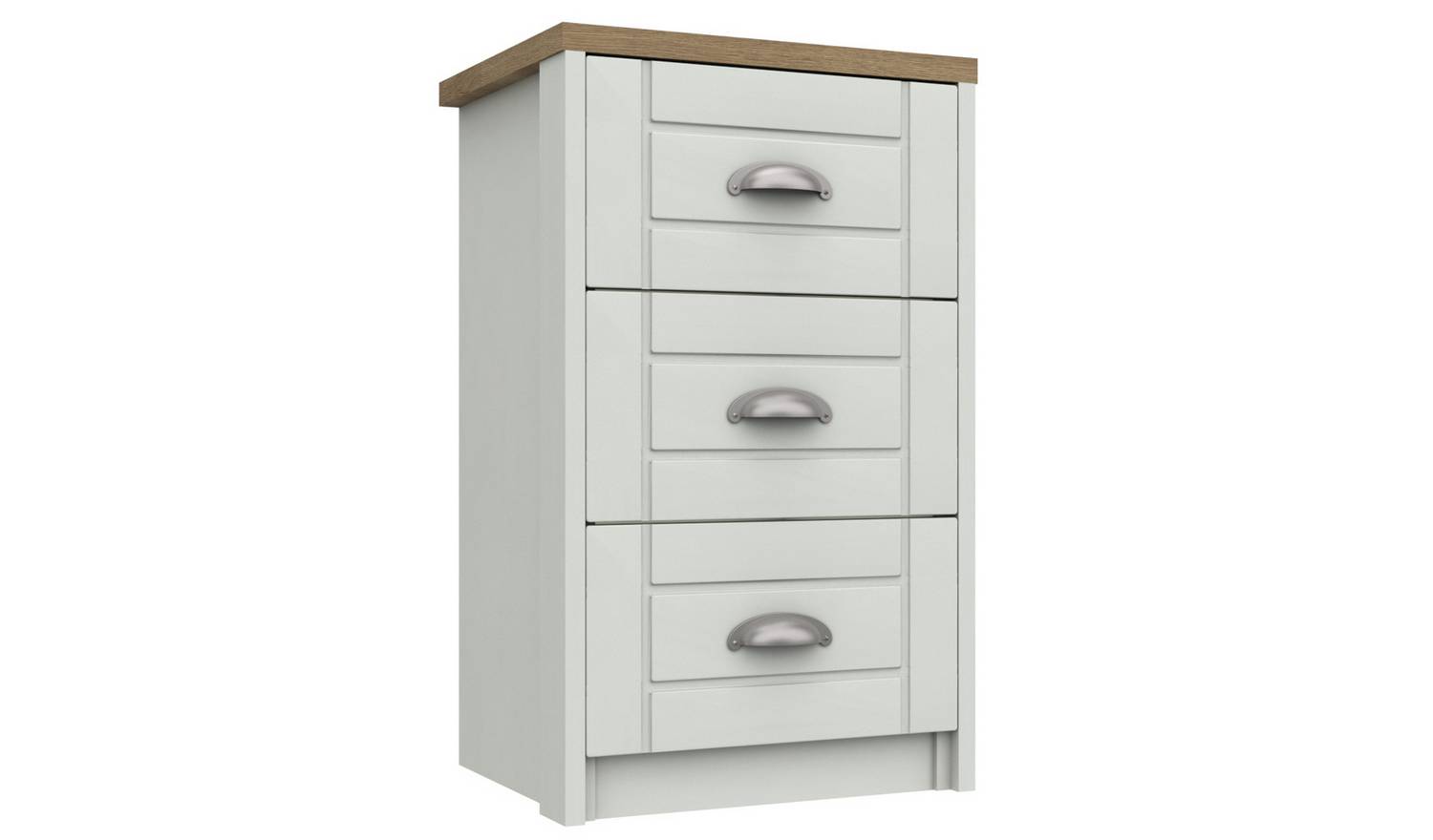 Kielder 3 Drawer Bedside Table - White
