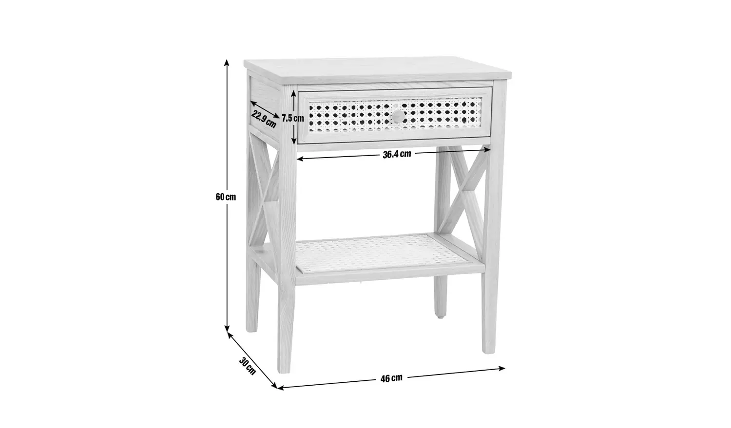 Habitat Mornington Rattan 1 Drawer Bedside Table - Oak