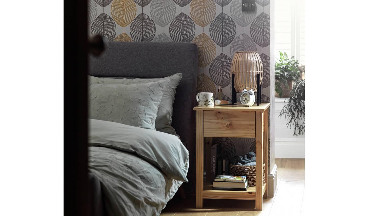 Argos Home Scandinavia 1 Drawer Bedside Table - Pine