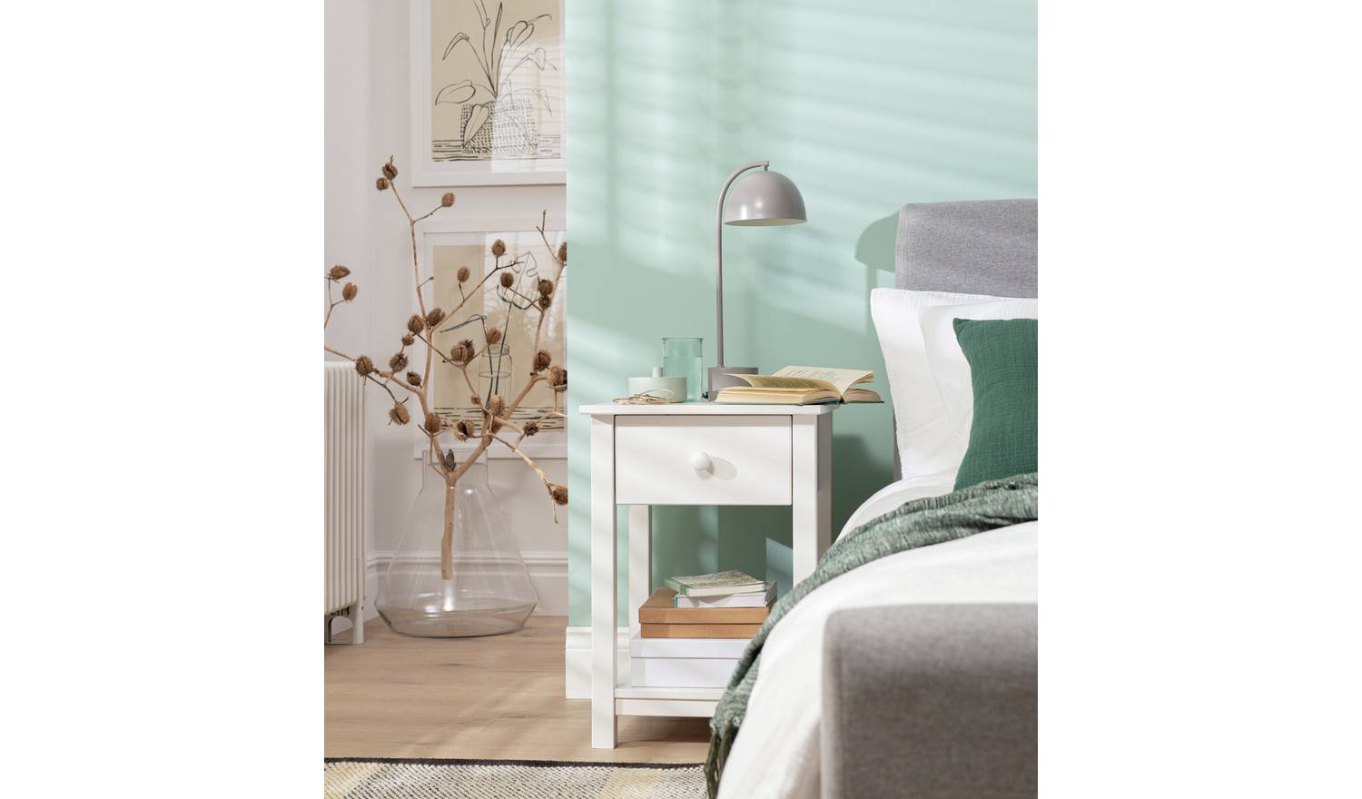 Argos Home Scandinavia 1 Drawer Bedside Table - White