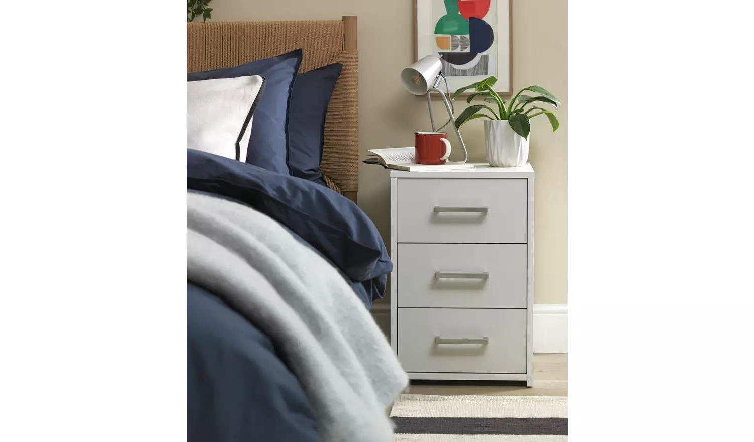 Argos Home Oslo 3 Drawer Bedside Table - White