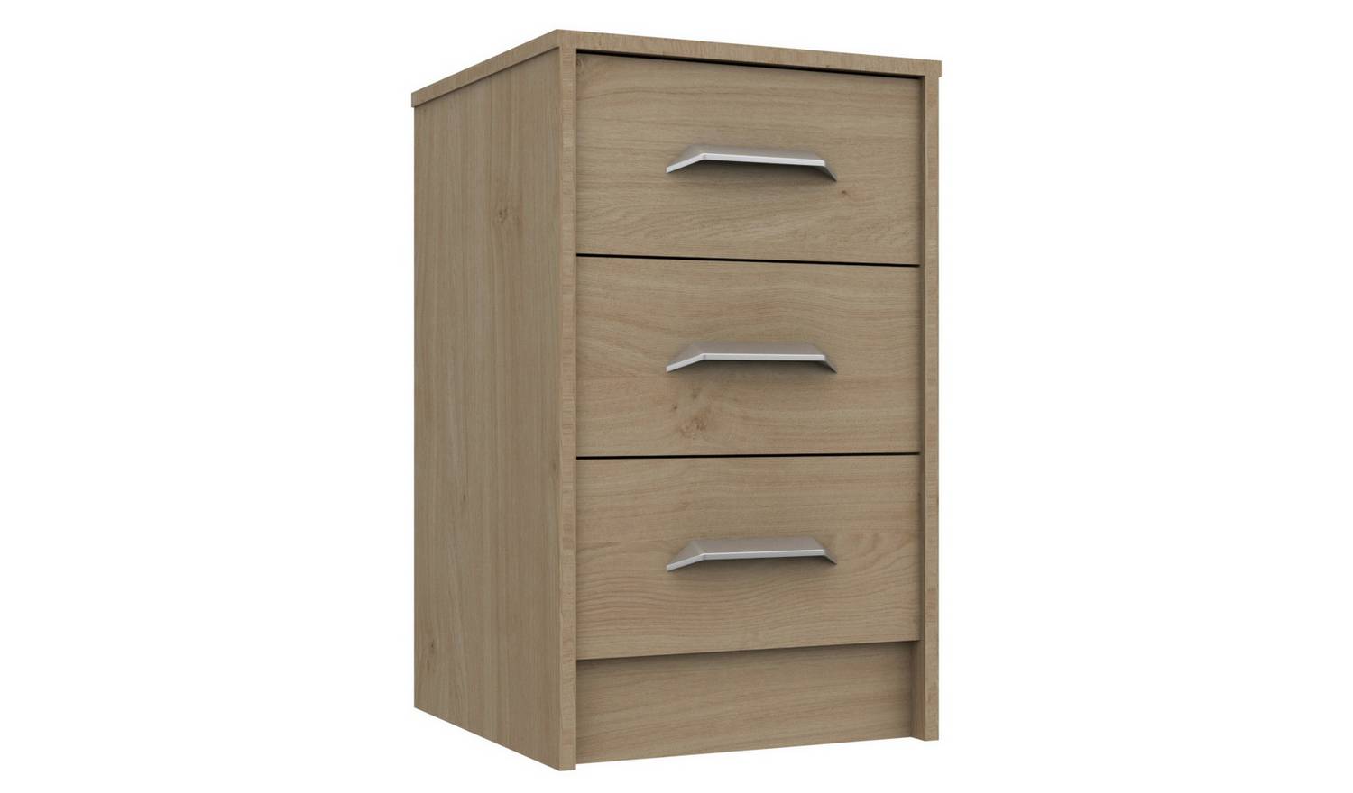 Ashdown 3 Drawer Bedside Table - Oak Effect